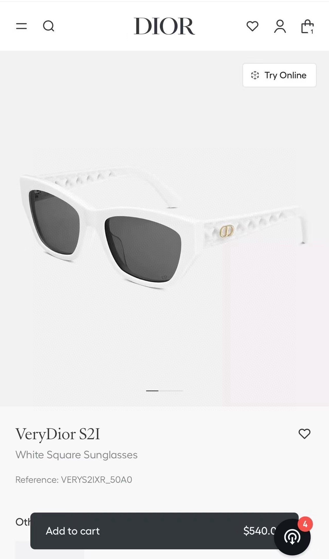 VeryDior S2I White Square Sunglasses – Luxury Designer Eyewear