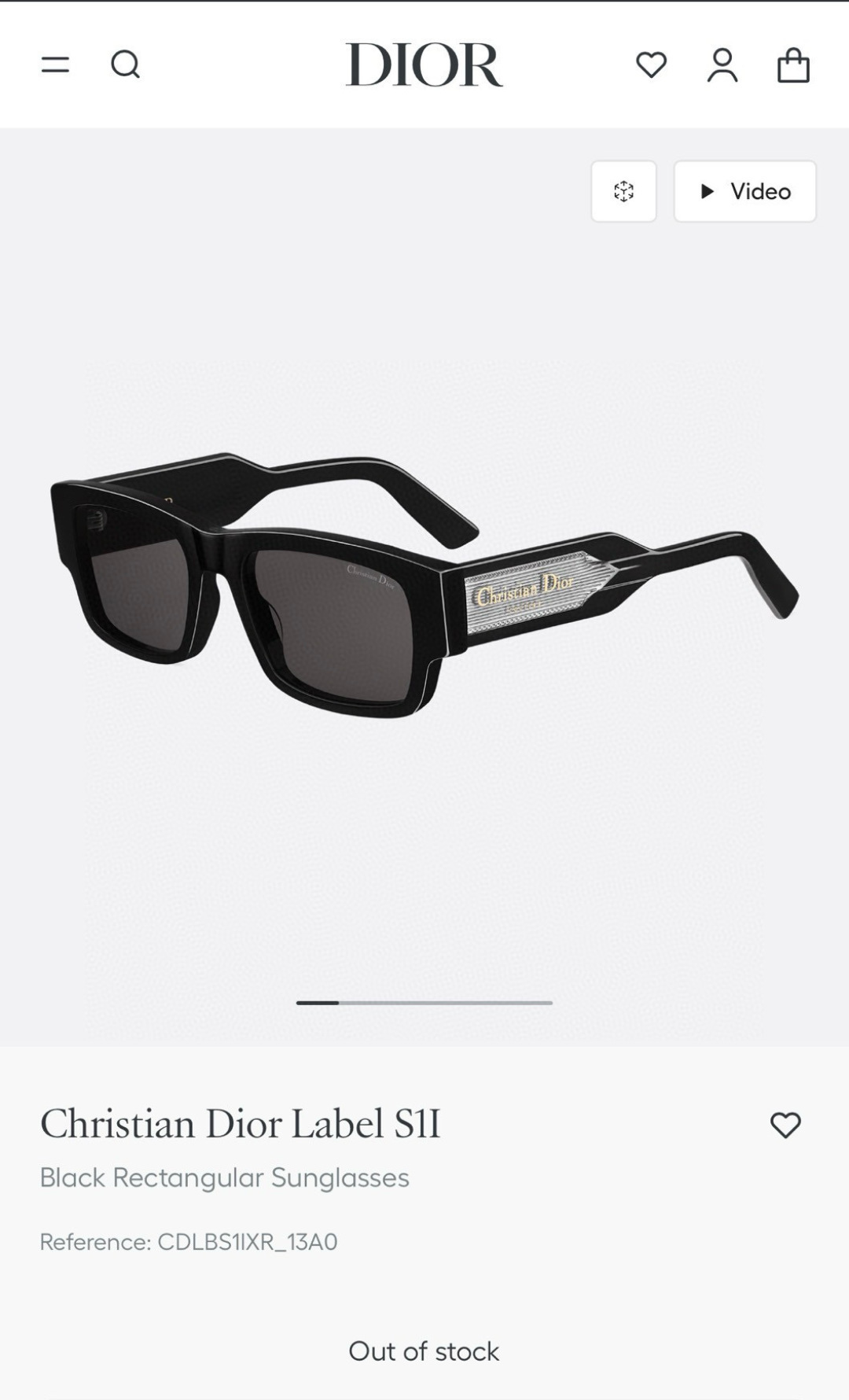 Dior Black Rectangular Sunglasses label