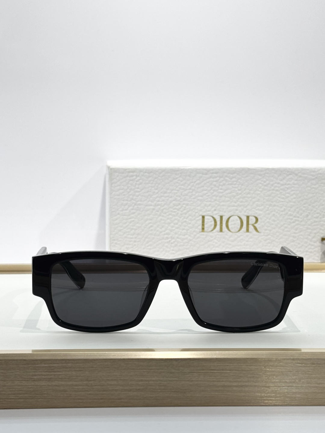 Christian Dior Label S1I Black Rectangular Sunglasses
