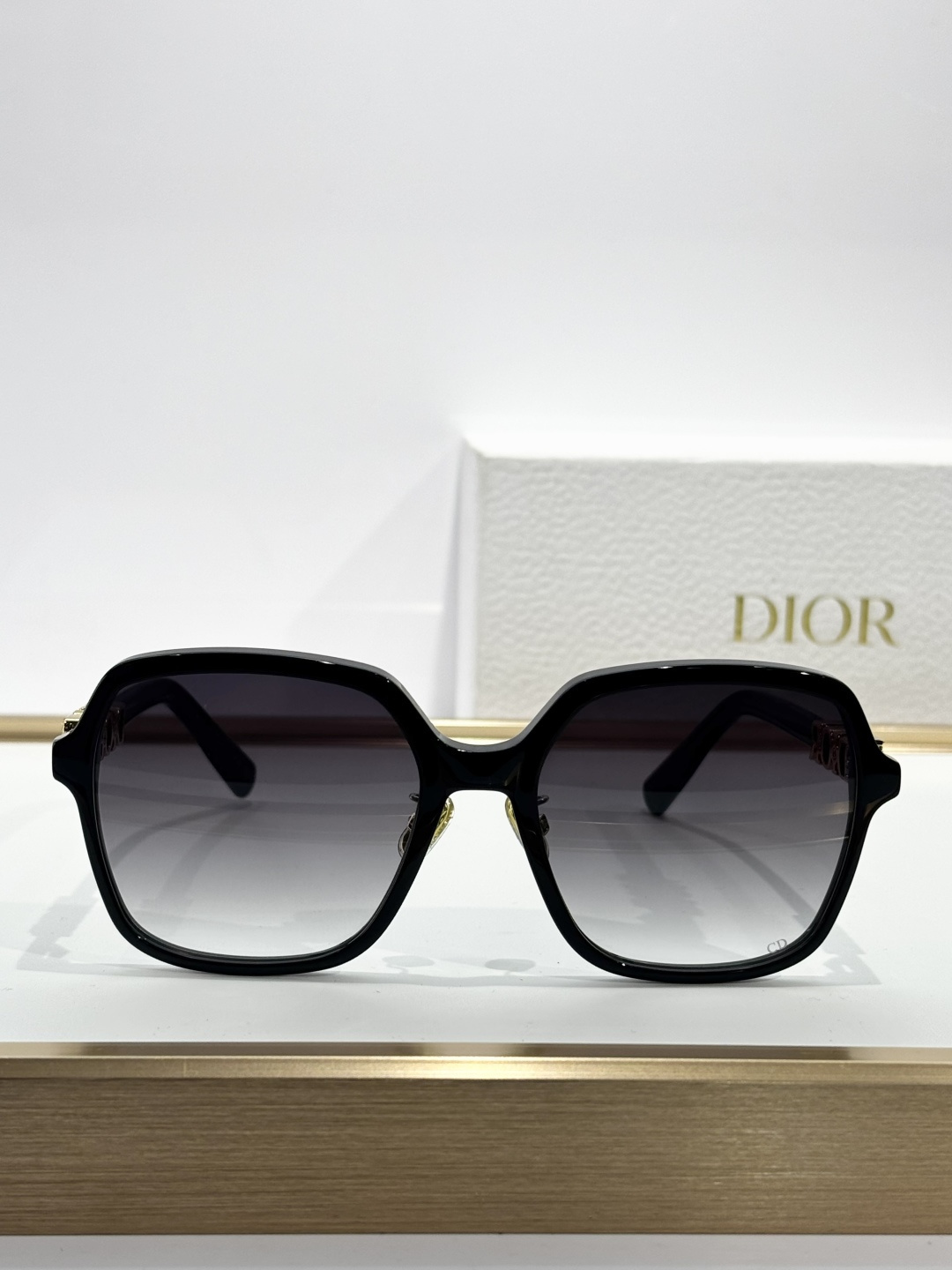 DiorTreasure S1F Black Square Sunglasses with Crystal Logo