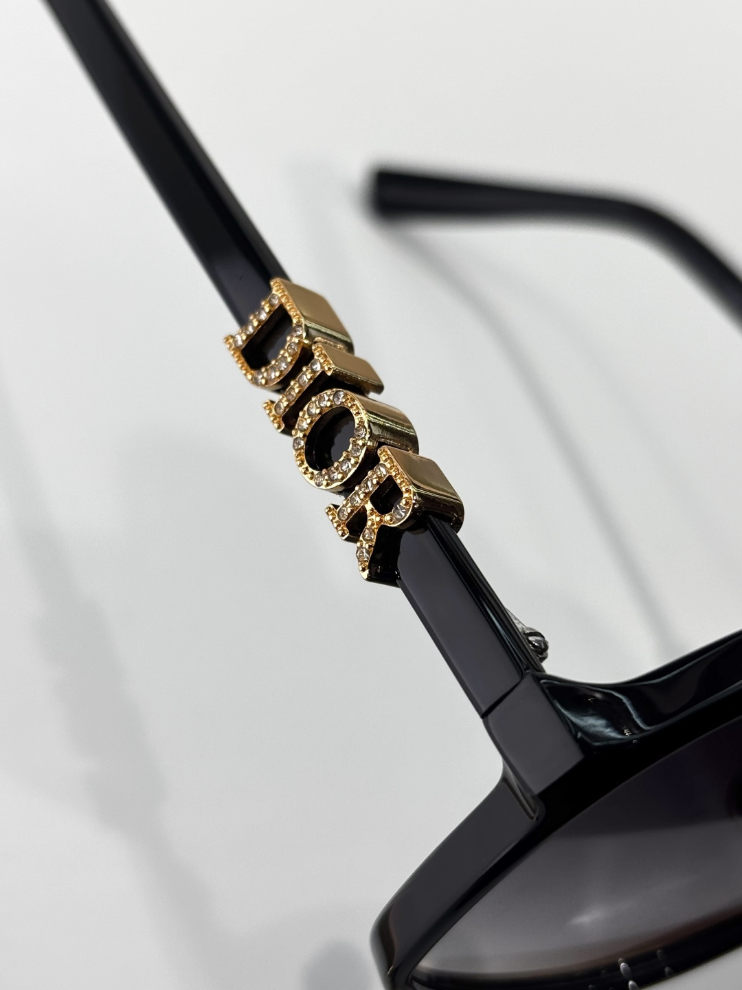 DiorTreasure S1F Black Square Sunglasses with Crystal Logo