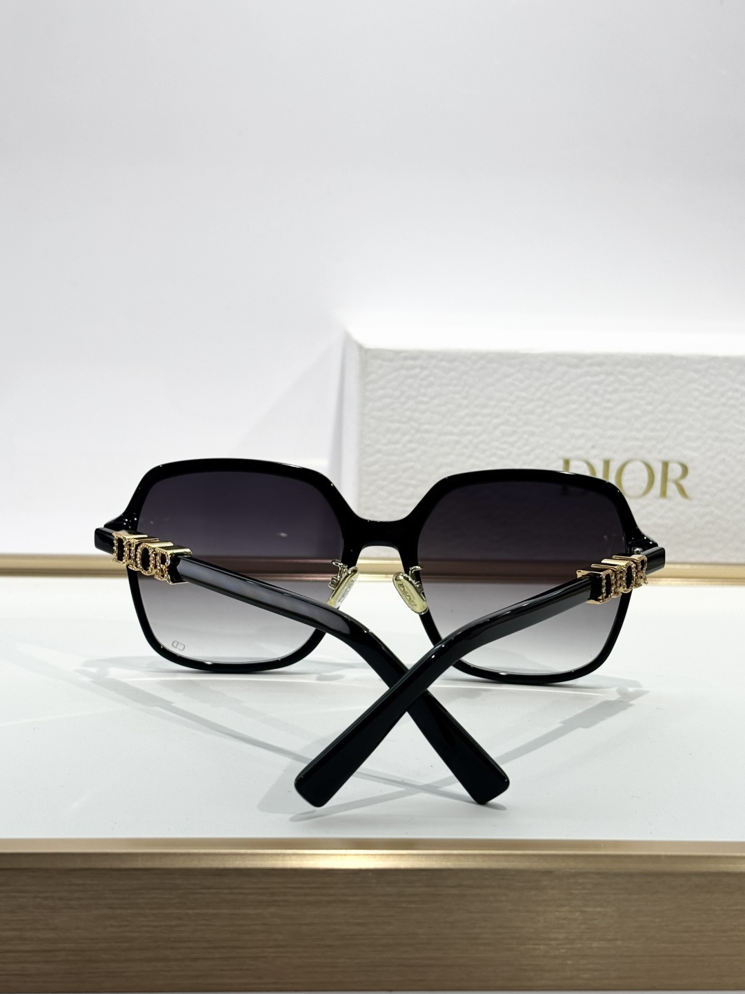DiorTreasure S1F Black Square Sunglasses with Crystal Logo
