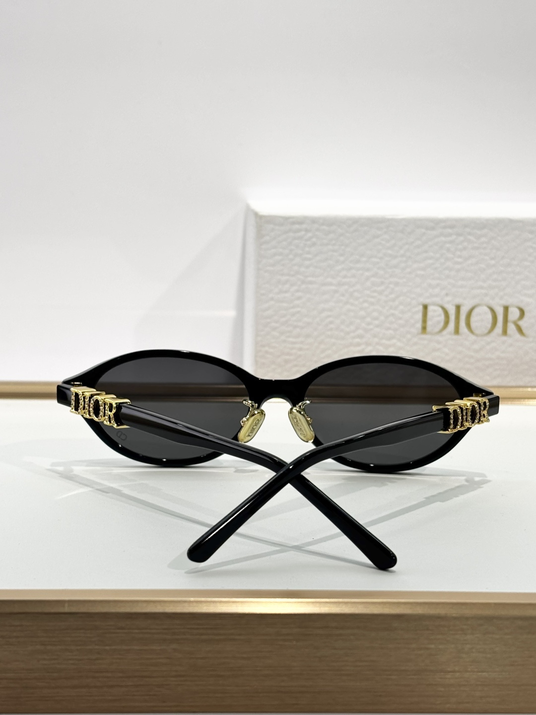 Dior Signature Oval Sunglasses in Black with Gold-Tone Logo