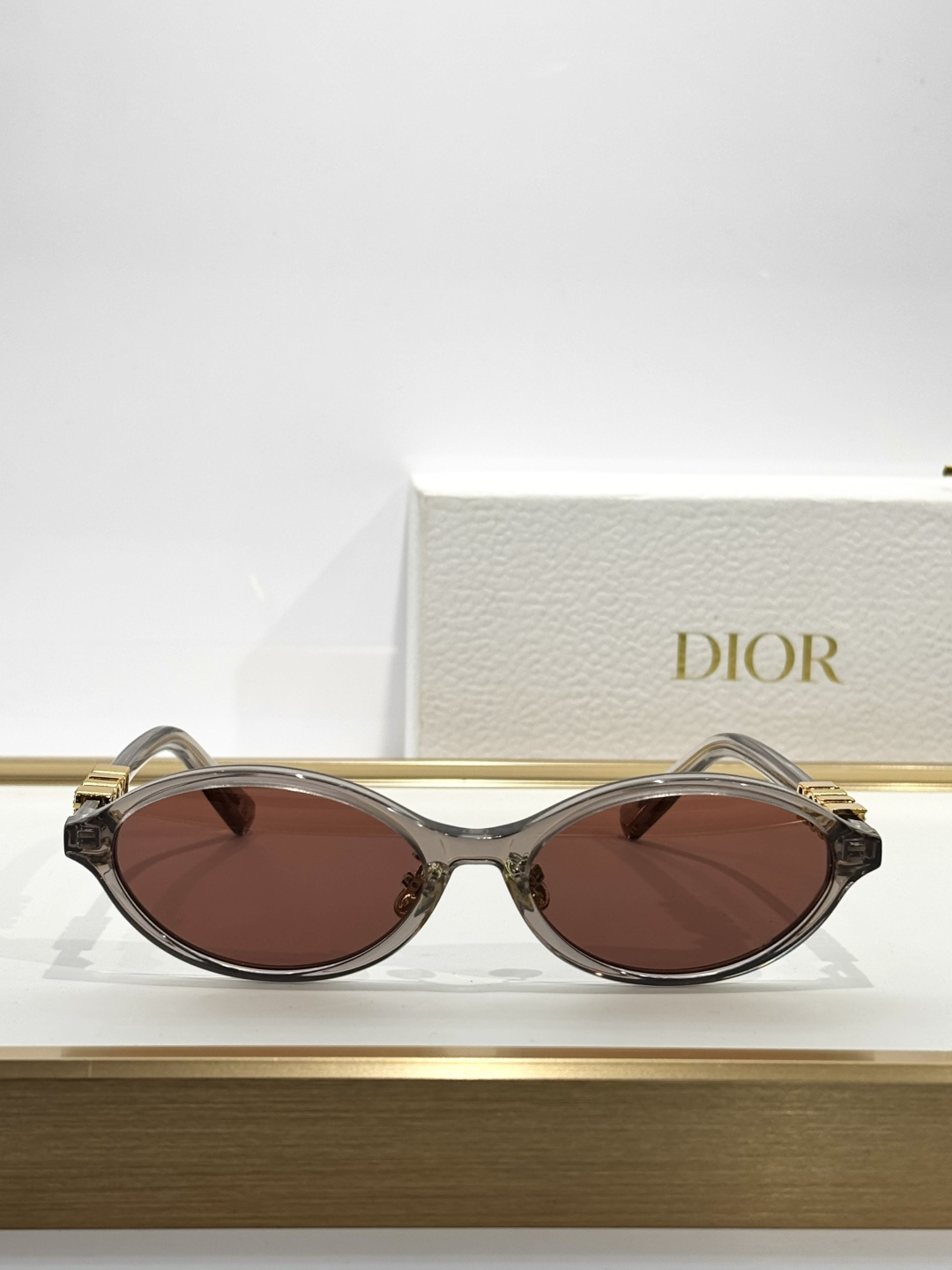 DiorTreasure R1I Transparent Glittery Purple Oval Sunglasses