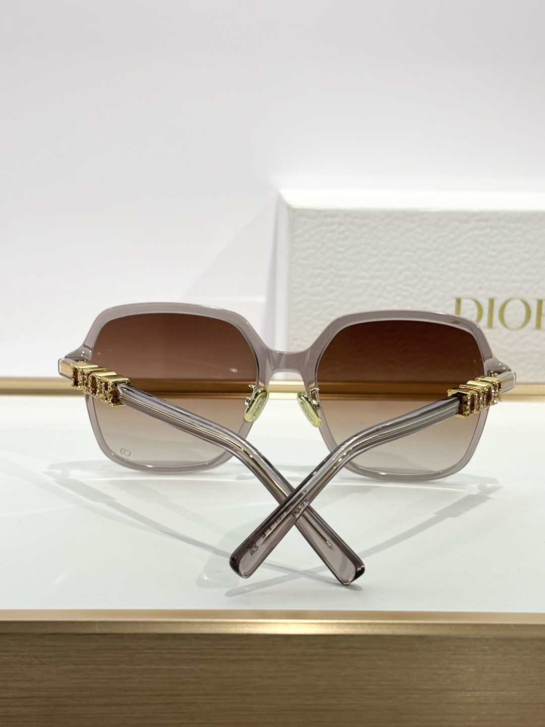 DiorTreasure S1F Square Sunglasses – Translucent Purple & Gold