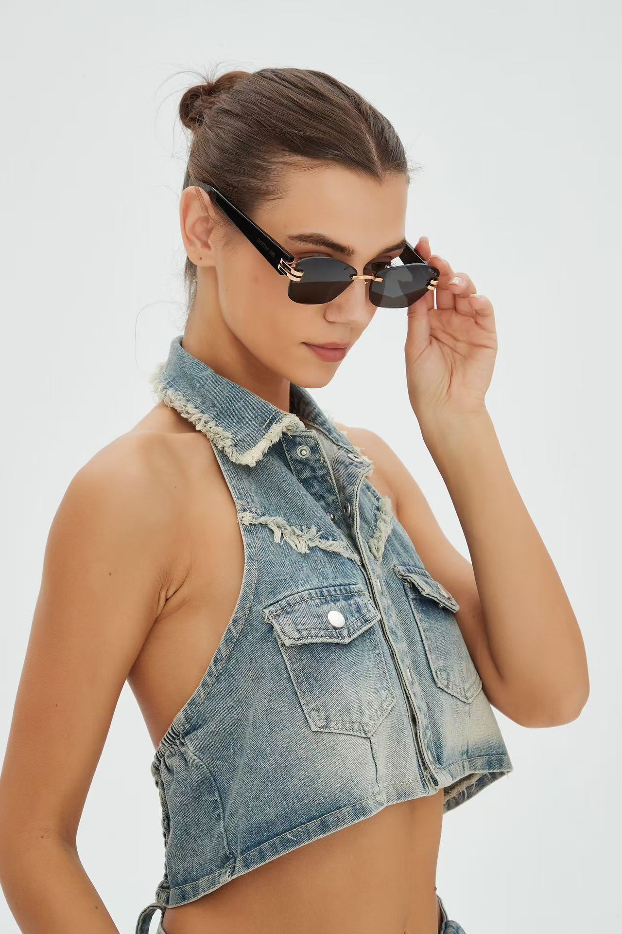 Christian Dior Slim Rimless Sunglasses – Luxury Black & Gold