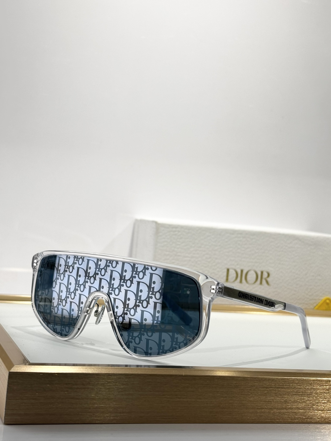 Dior Transparent Blue Shield Sunglasses – Futuristic Design