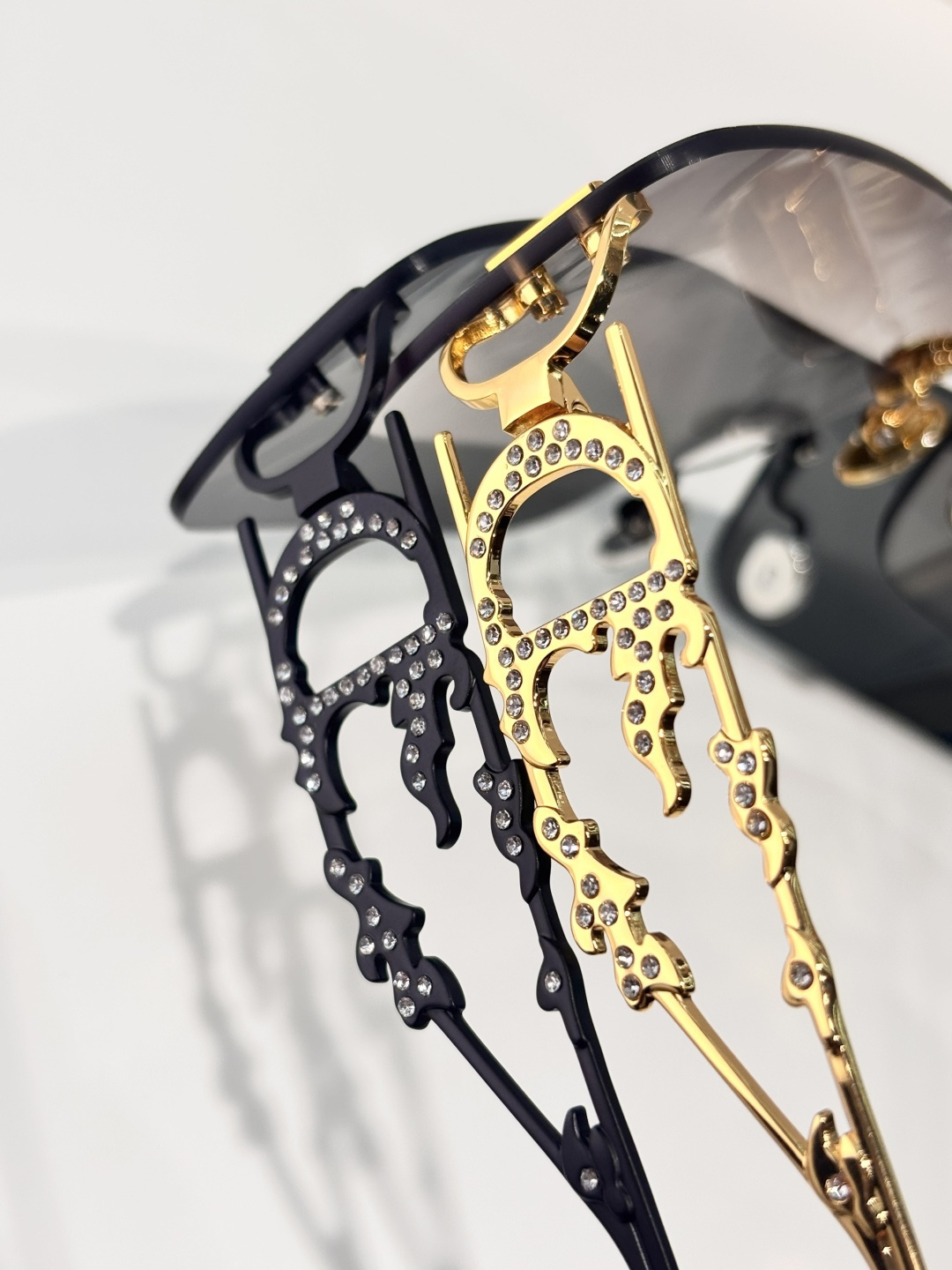 Dior Luxury Crystal Shield Sunglasses – Y2K Vintage Style