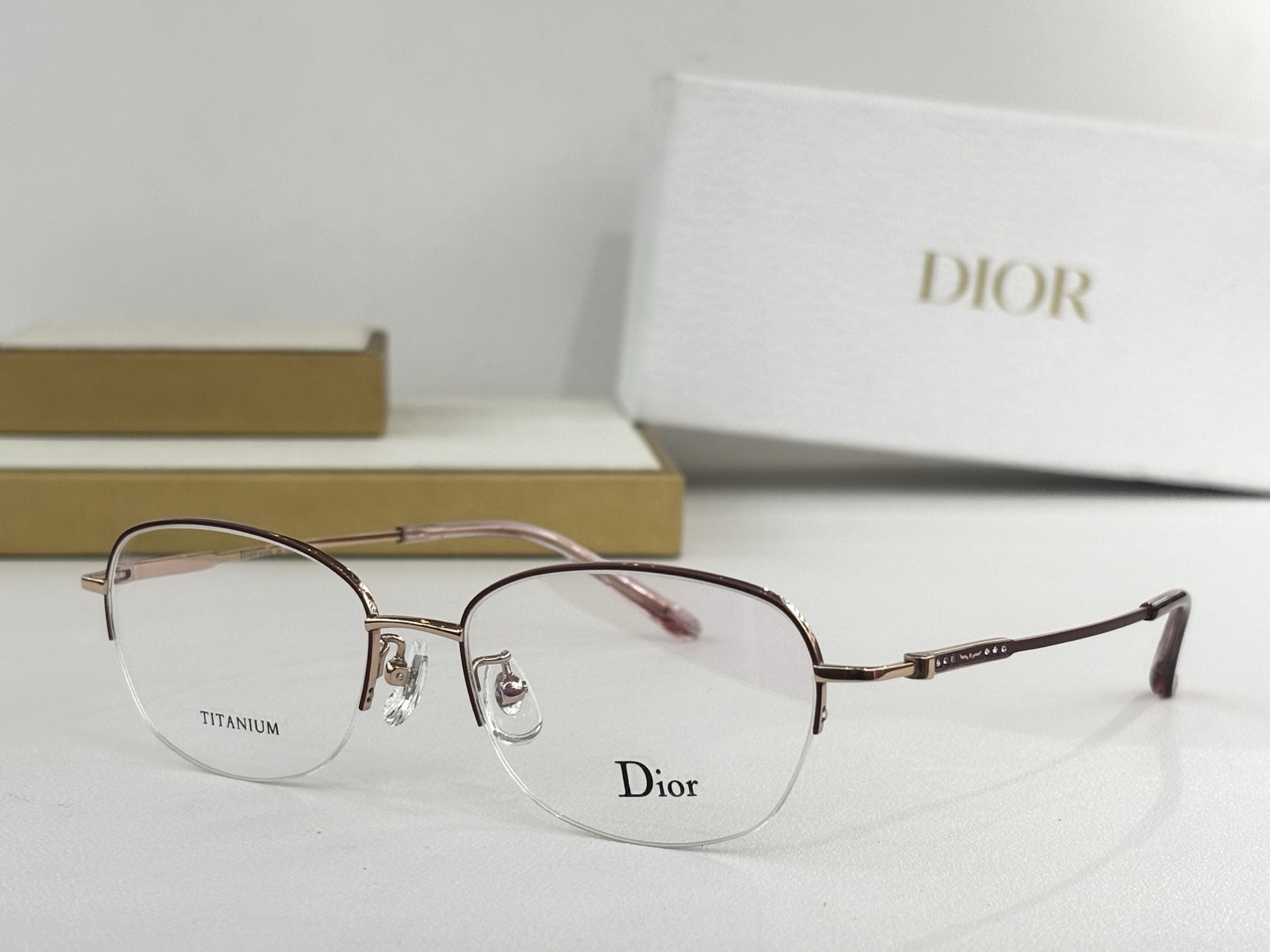 Dior Rose Gold Titanium Eyeglasses – Elegant & Lightweight