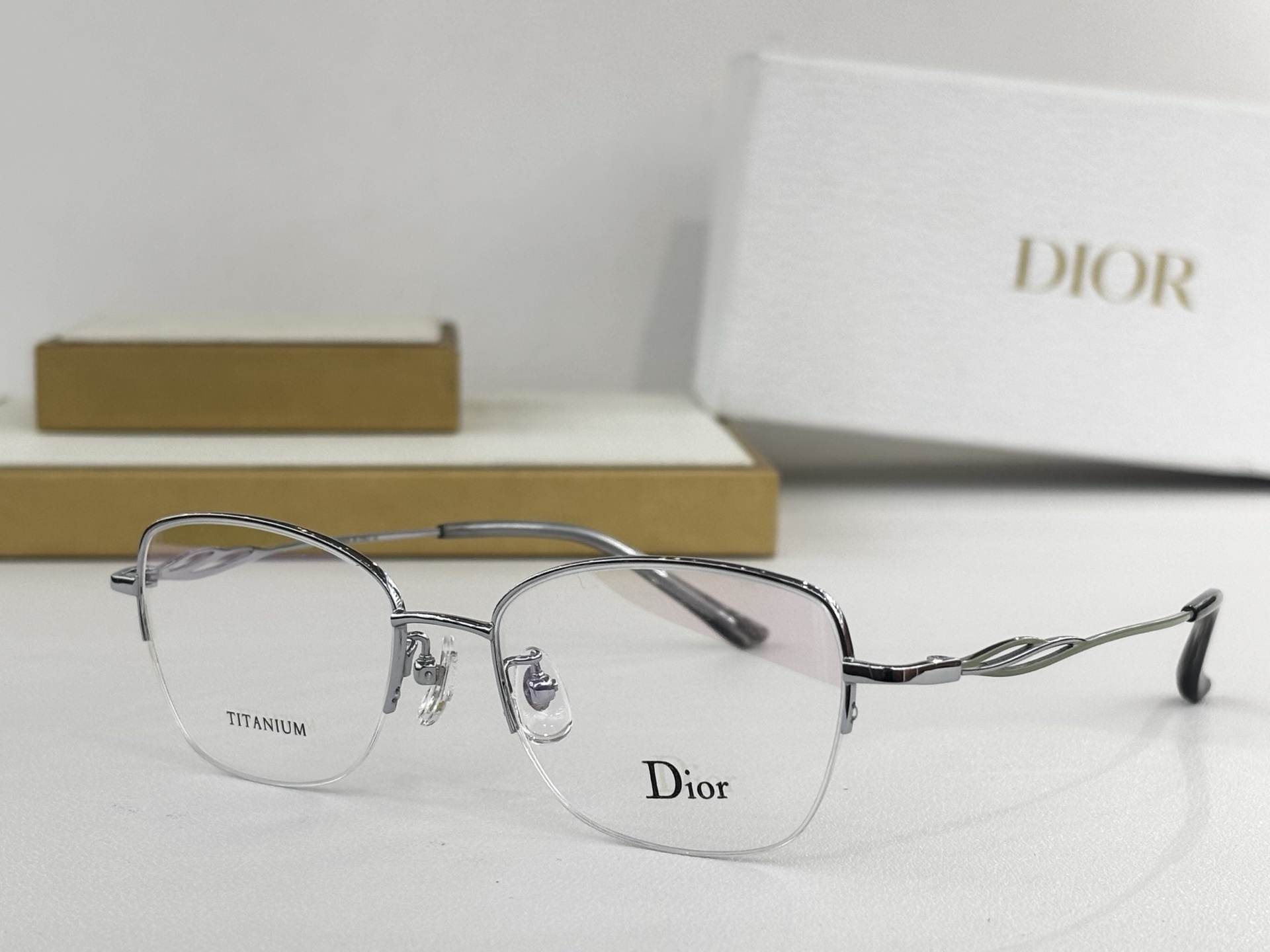 Dior Luxury Titanium Semi-Rimless Eyeglasses for Women
