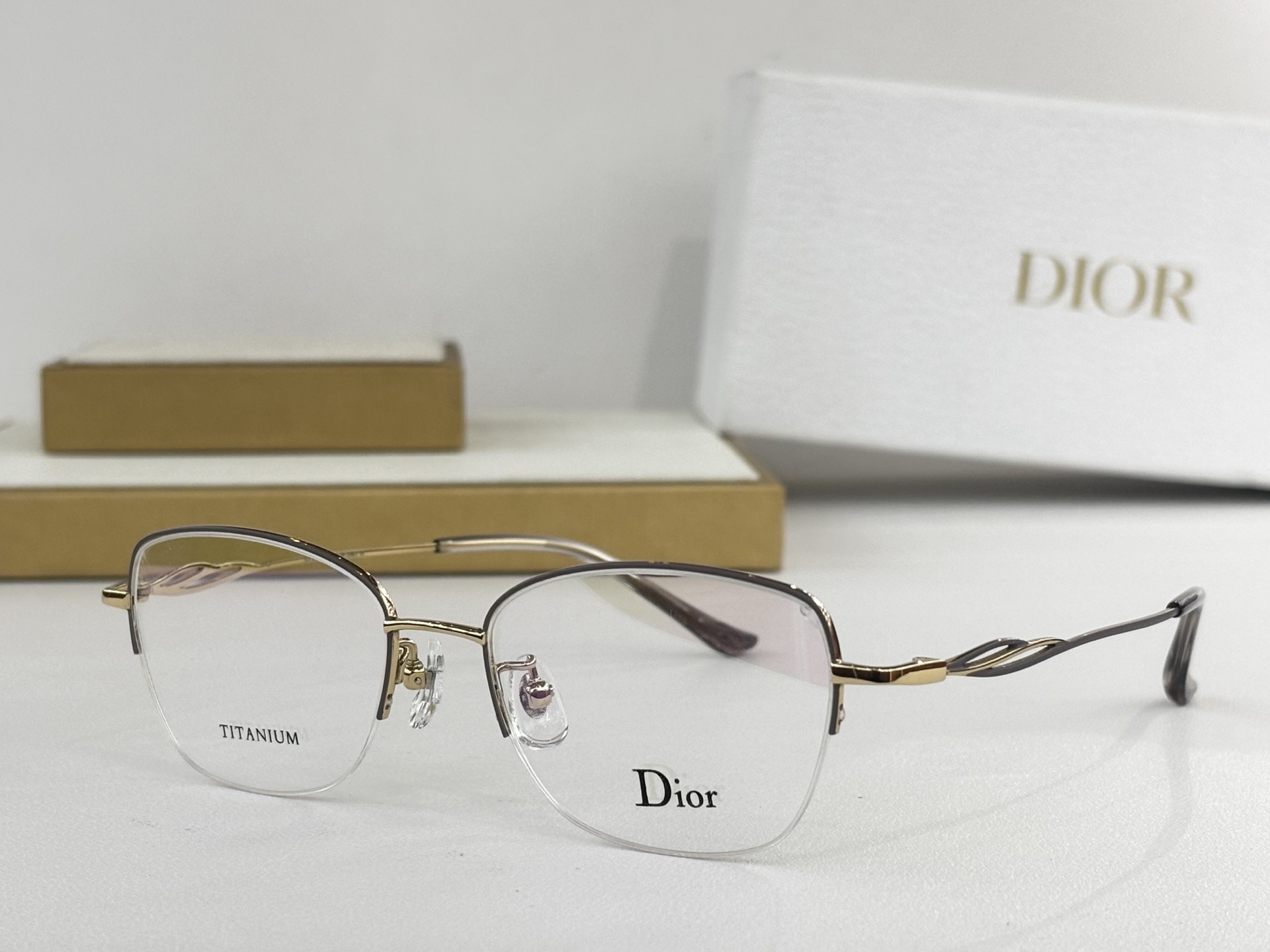 Dior Luxury Titanium Semi-Rimless Eyeglasses for Women