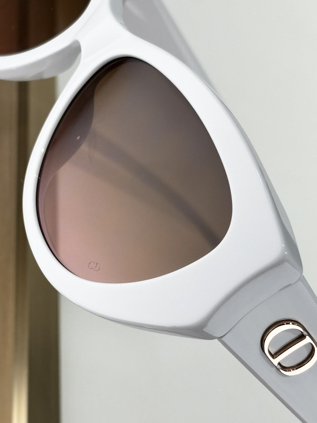 Dior White Cat-Eye Sunglasses with Rose Gradient Lenses
