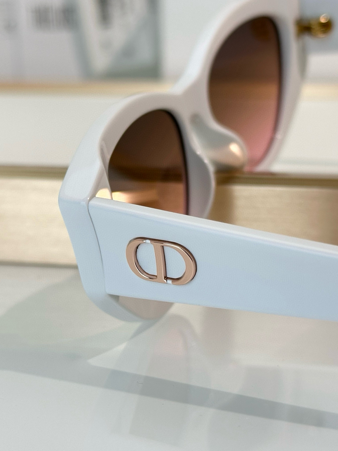 Dior White Cat-Eye Sunglasses with Rose Gradient Lenses