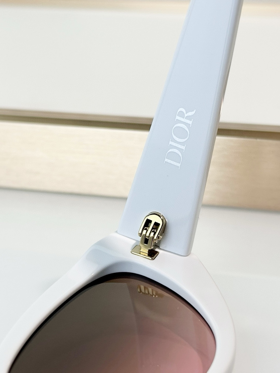 Dior White Cat-Eye Sunglasses with Rose Gradient Lenses