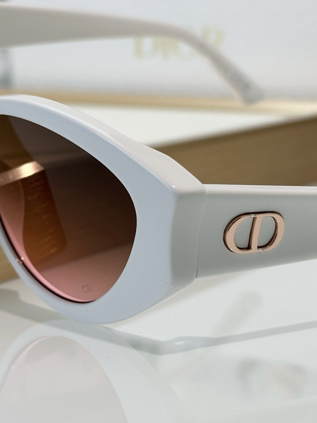 Dior White Cat-Eye Sunglasses with Rose Gradient Lenses