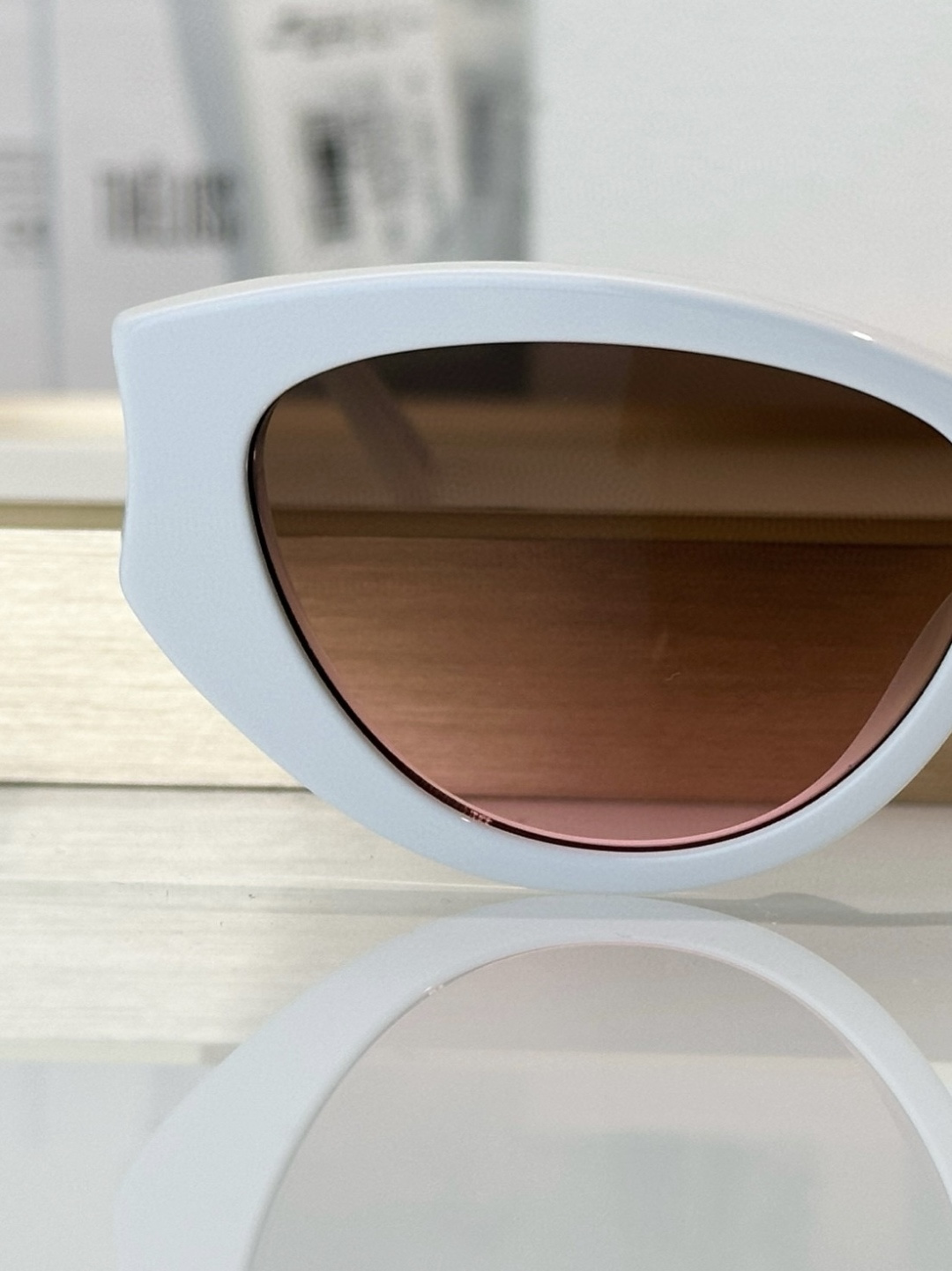 Dior White Cat-Eye Sunglasses with Rose Gradient Lenses