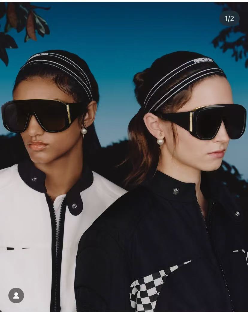 Dior Oversized Shield Sunglasses – Black & Gold Luxury Eyewear