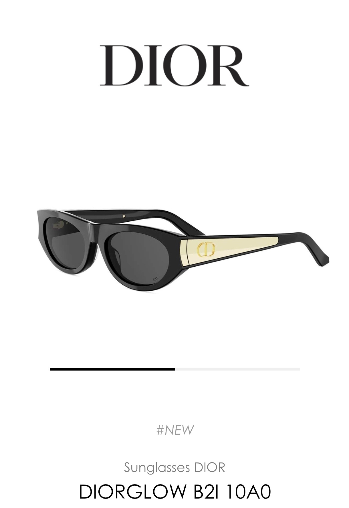 Dior Signature B1U Black Cat-Eye Sunglasses with Gold CD Logo
