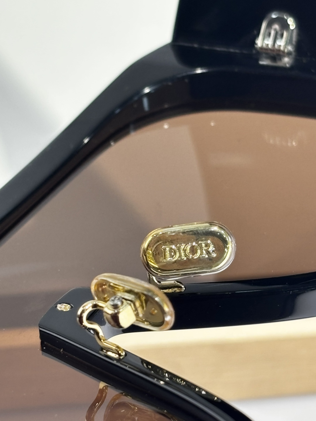 Dior Oversized Black Shield Sunglasses with Brown Lenses