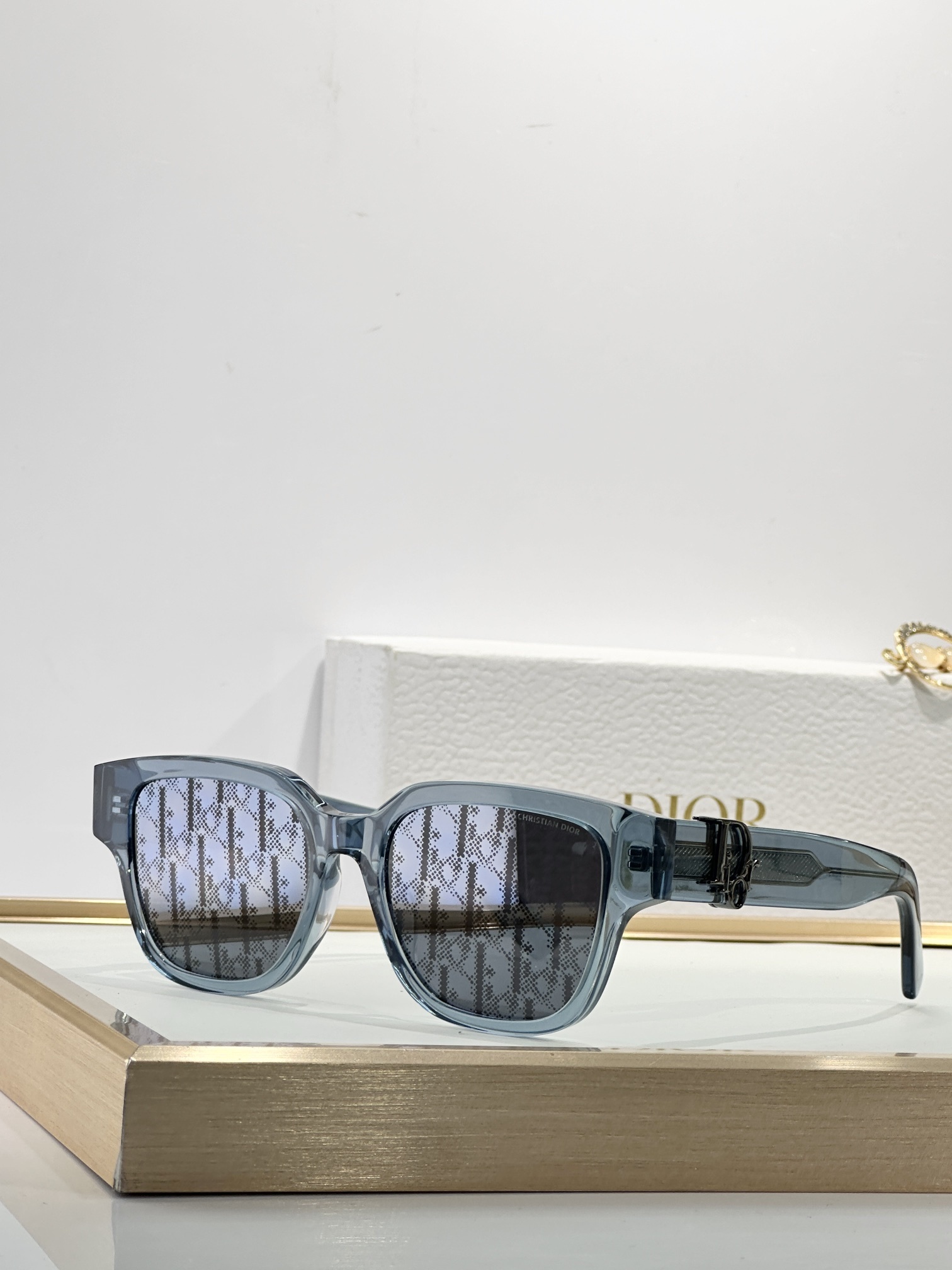 Dior Oblique Blue Transparent Square Sunglasses