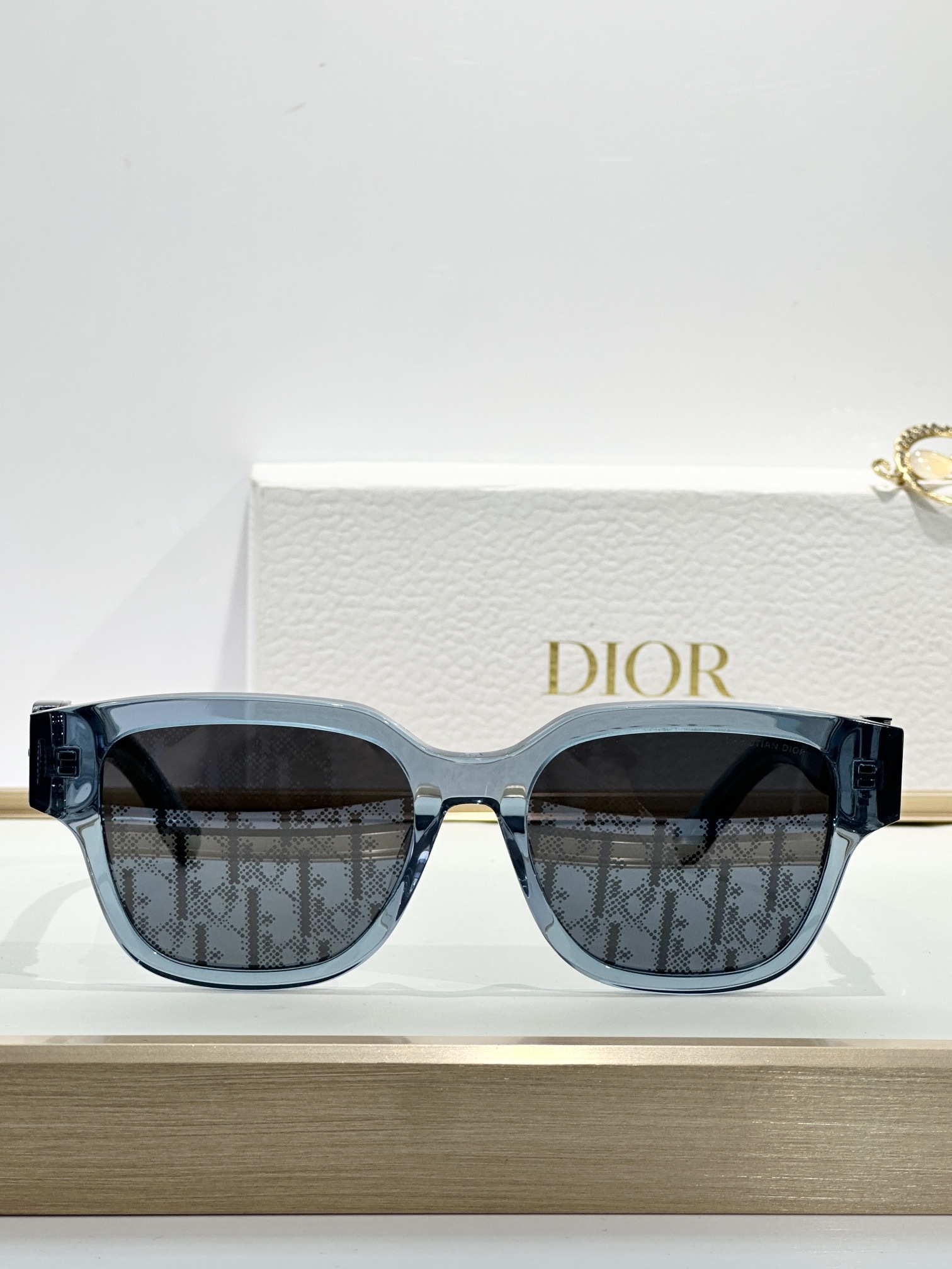 Dior Oblique Blue Transparent Square Sunglasses