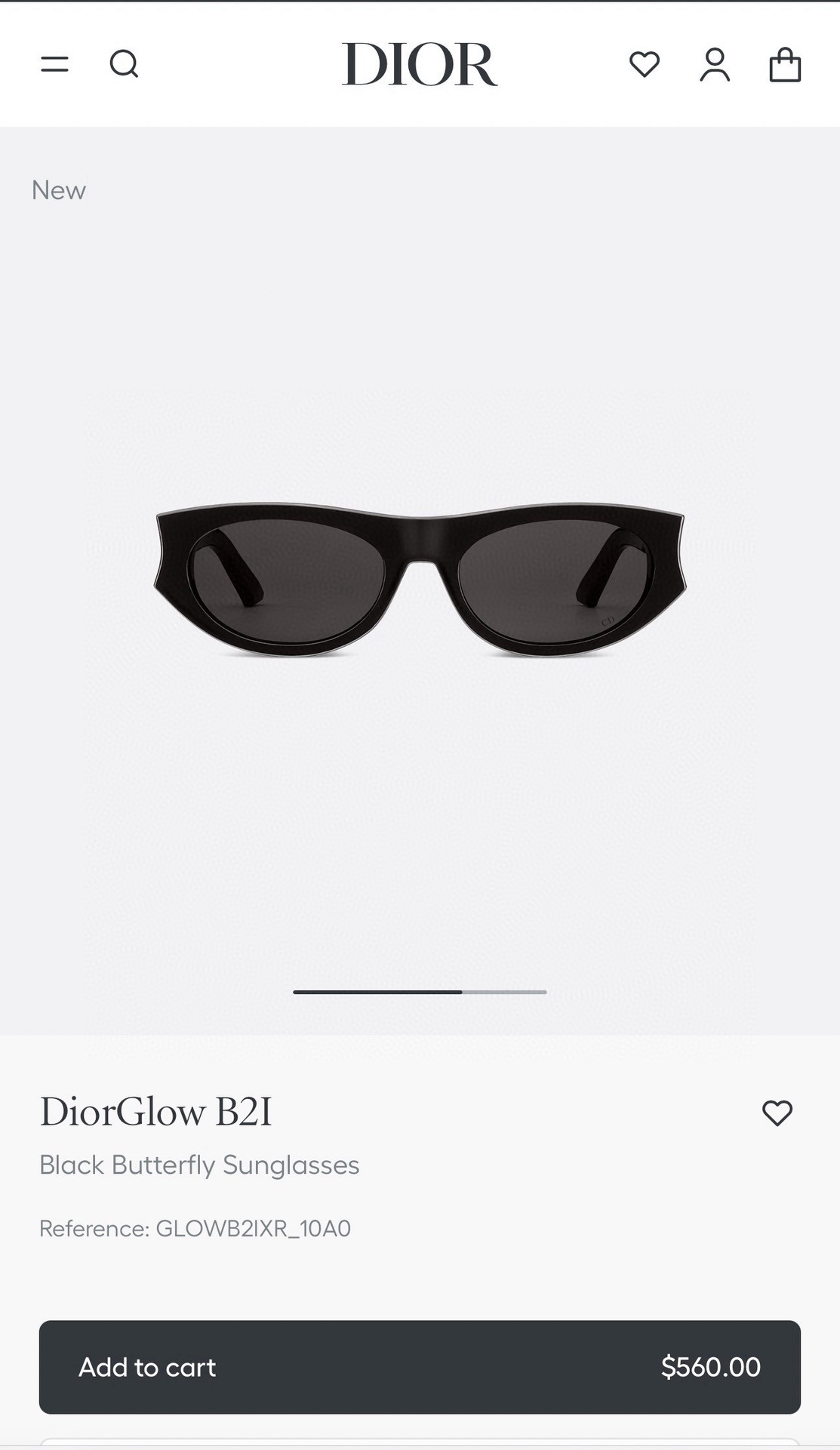 DiorGlow B2I Black Butterfly Sunglasses with Gold CD Signature