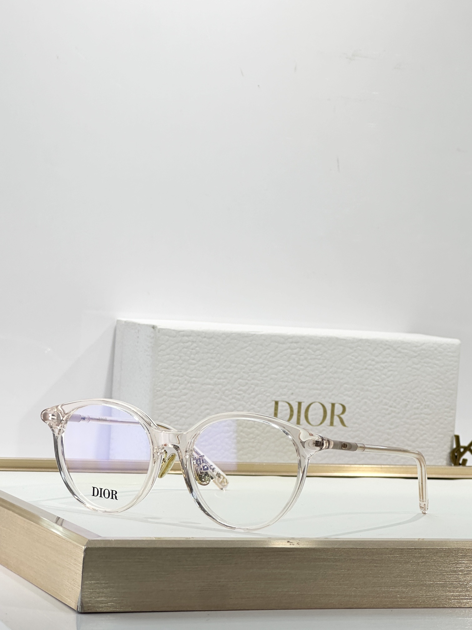 Dior MiniCD R5F Round Blue Light Blocking Glasses – Transparent