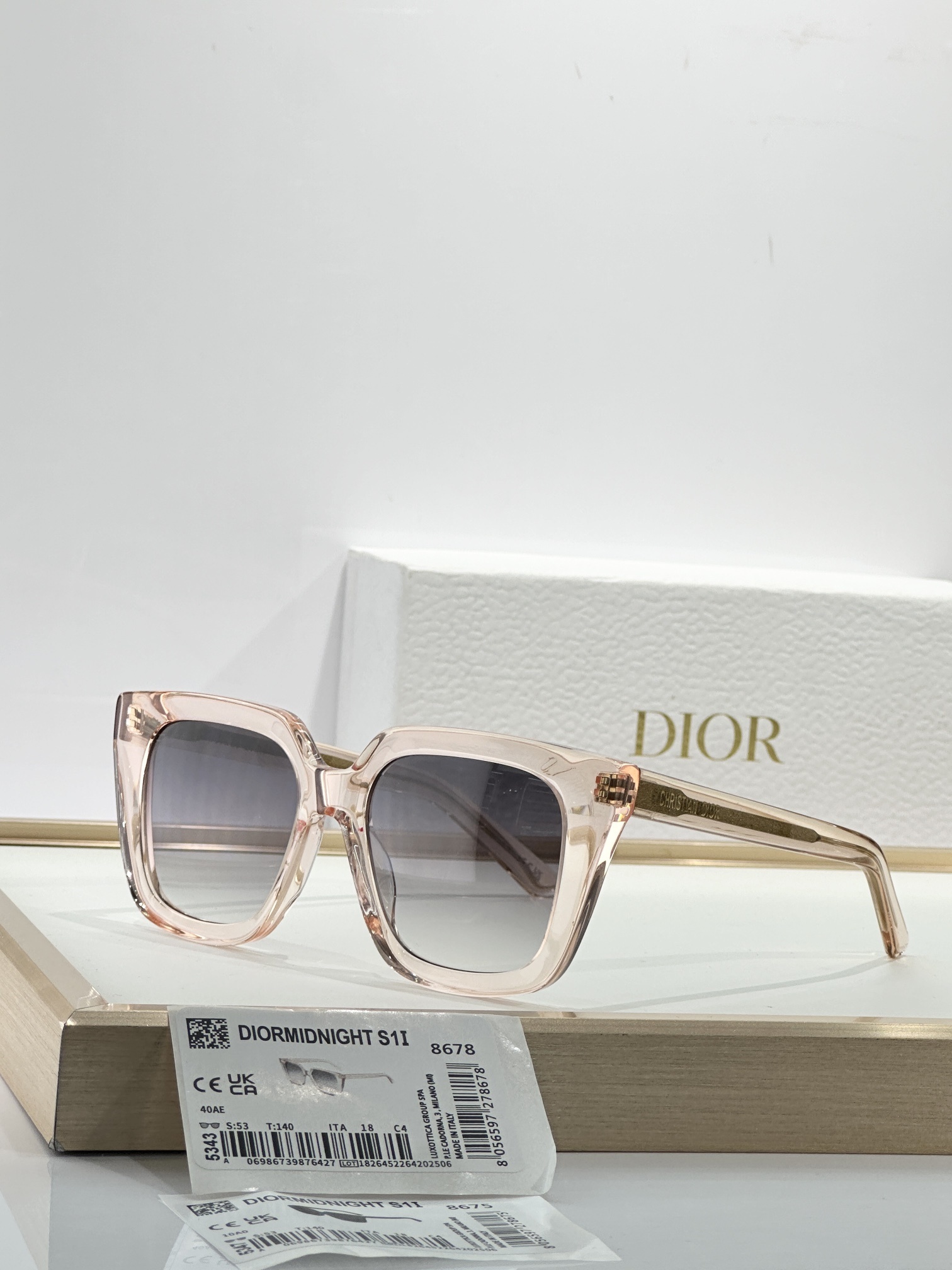 Christian Dior Pink Translucent Square Sunglasses for Women