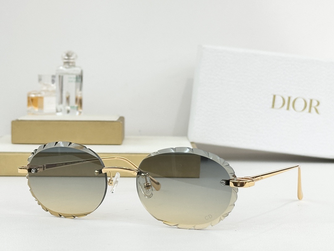 Dior Rimless Oval Sunglasses with Scalloped Edges