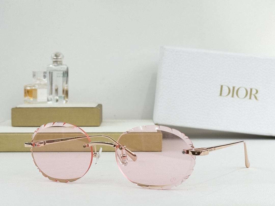 Dior Rimless Oval Sunglasses with Scalloped Edges