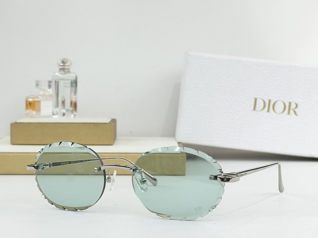 Dior Rimless Oval Sunglasses with Scalloped Edges