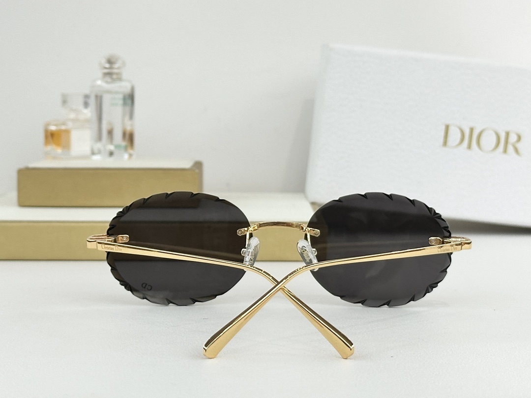 Dior Rimless Oval Sunglasses with Scalloped Edges