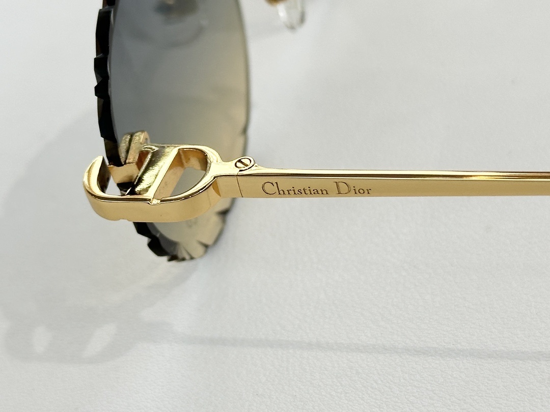 Dior Rimless Oval Sunglasses with Scalloped Edges