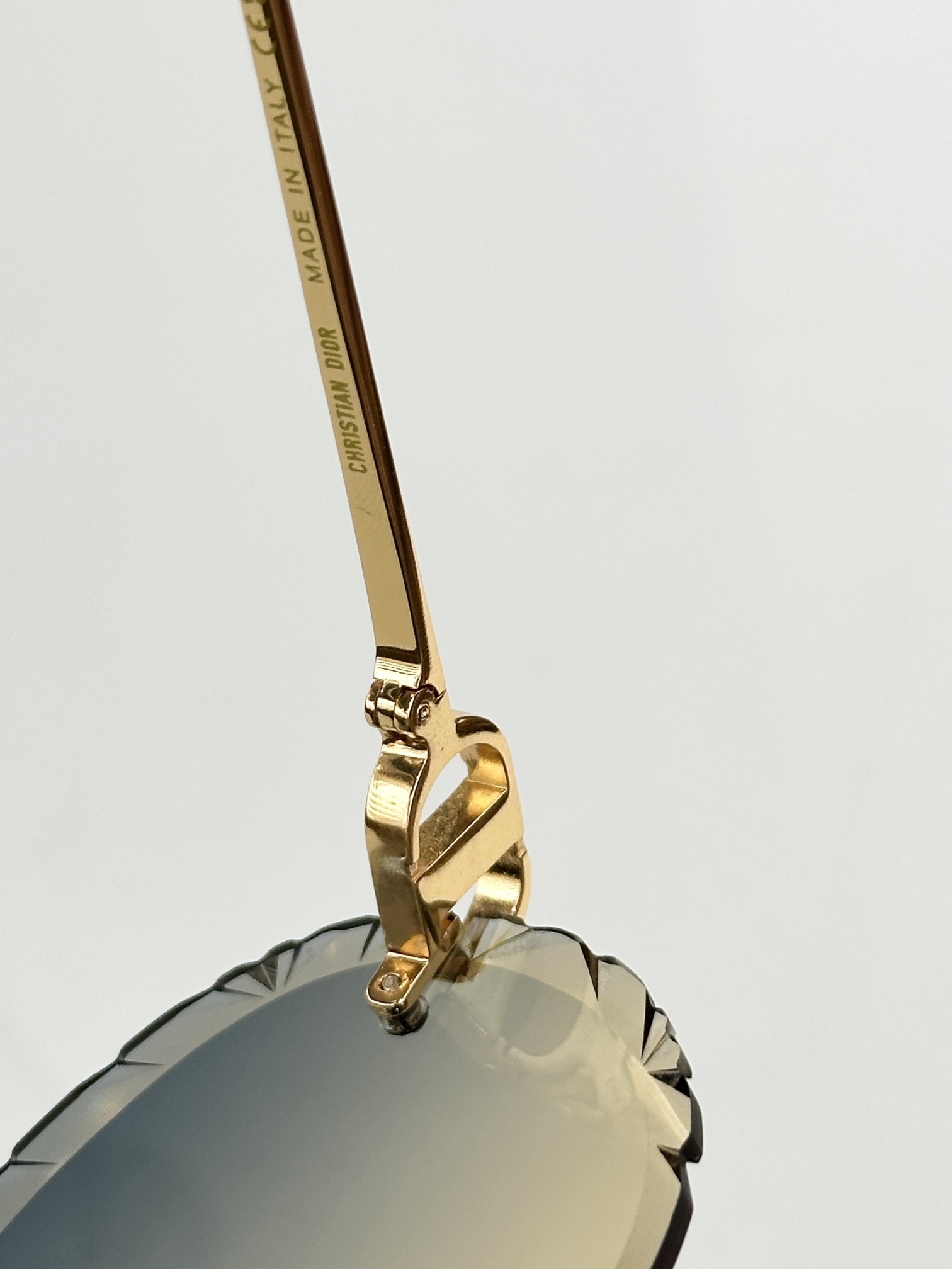 Dior Rimless Oval Sunglasses with Scalloped Edges