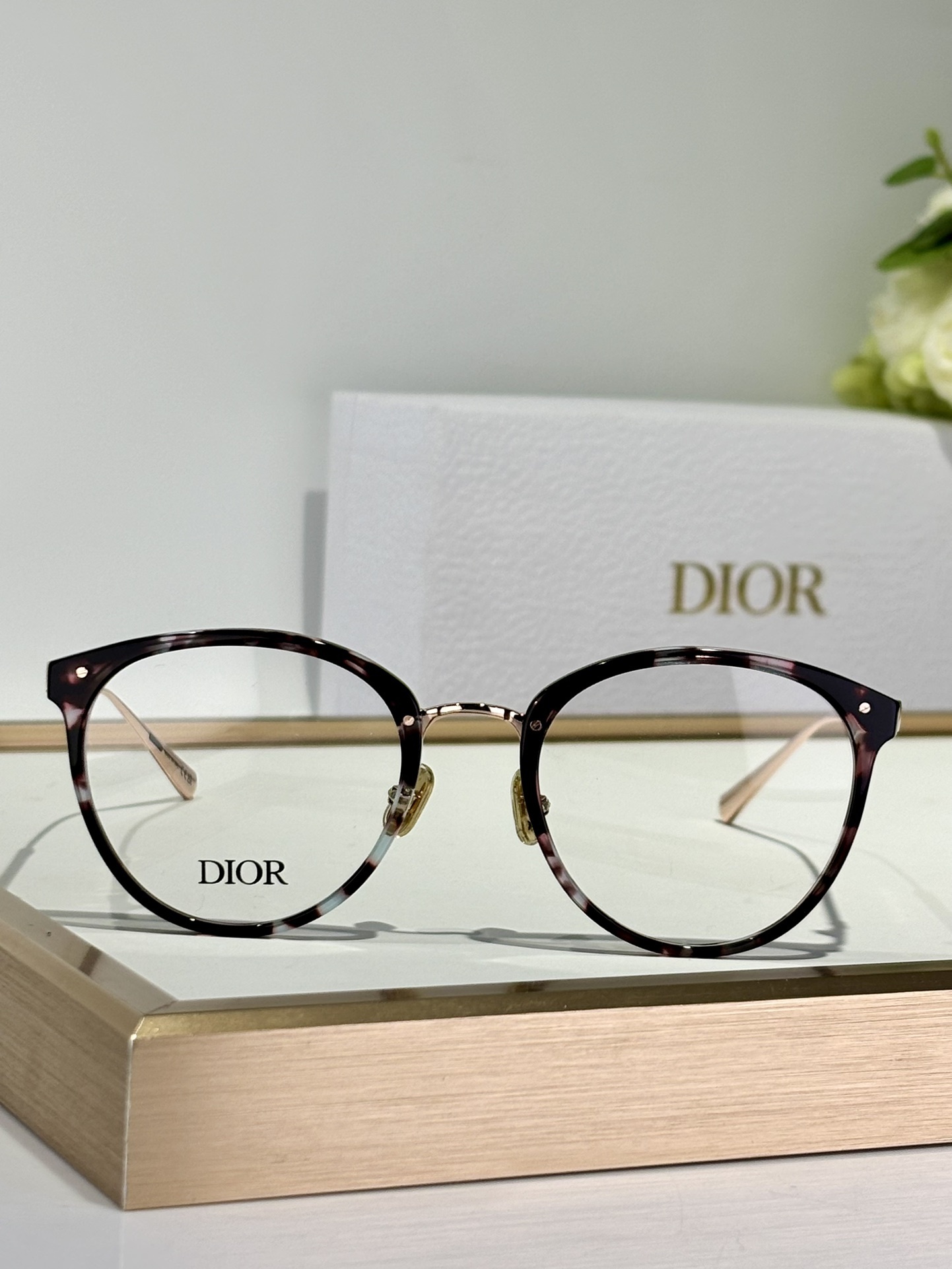 Dior Round Frame Optical Glasses – Black/Tortoise