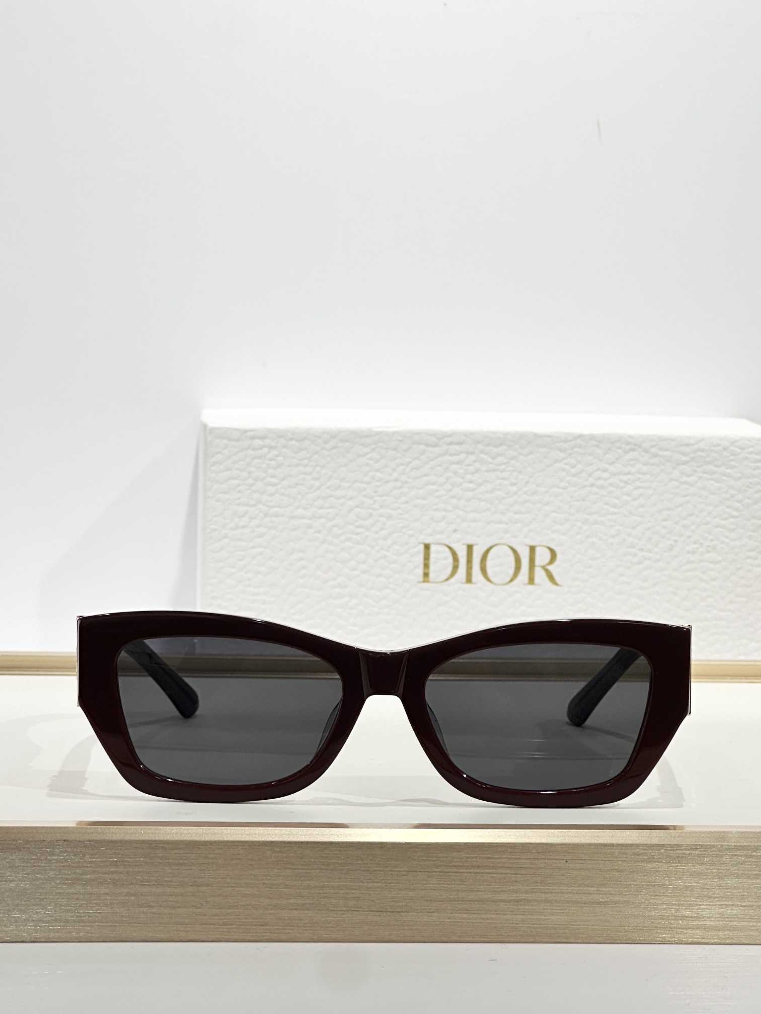 Miss Dior B1U Burgundy Sunglasses with Gold Signature Logo