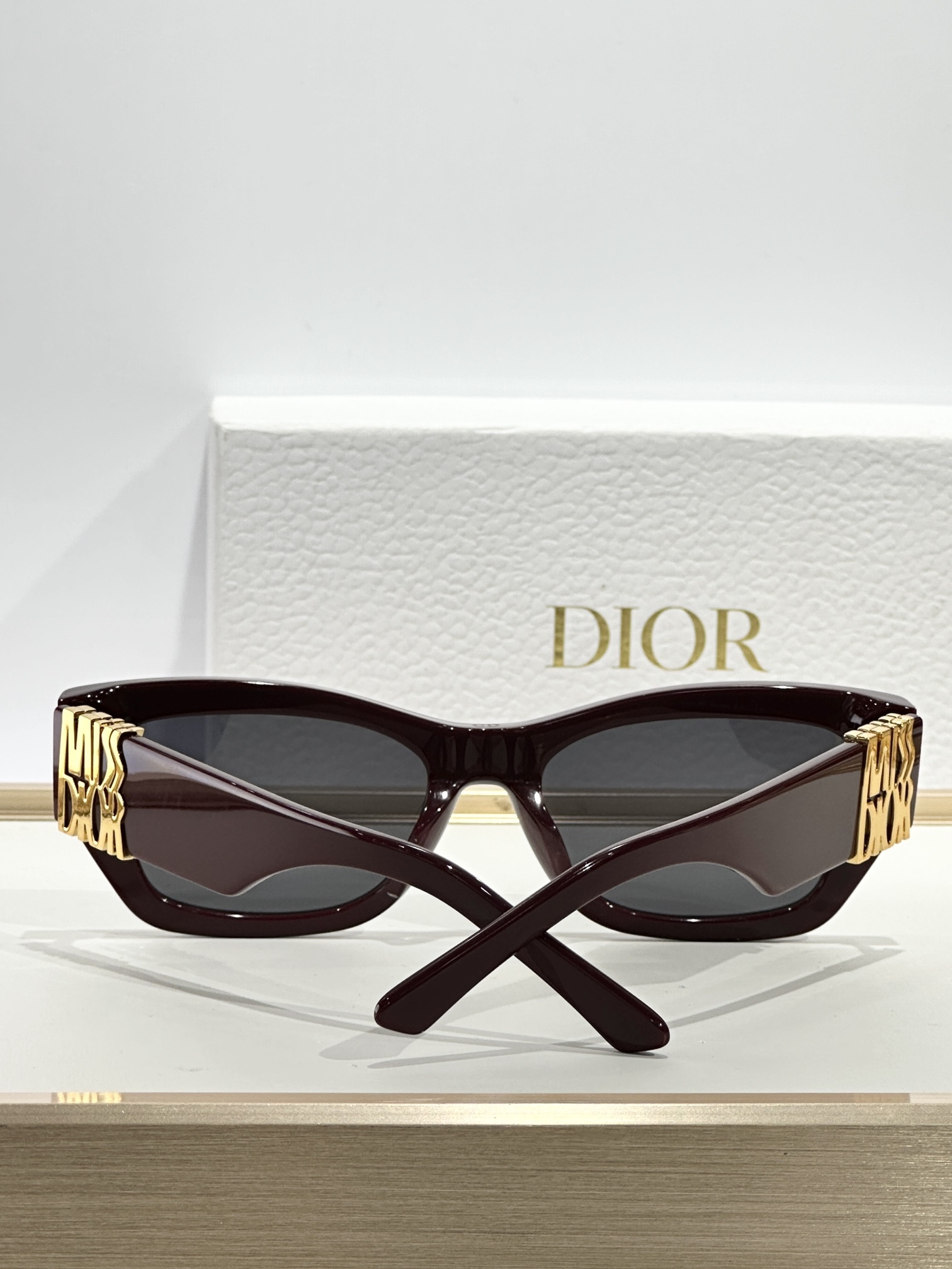 Miss Dior B1U Burgundy Sunglasses with Gold Signature Logo
