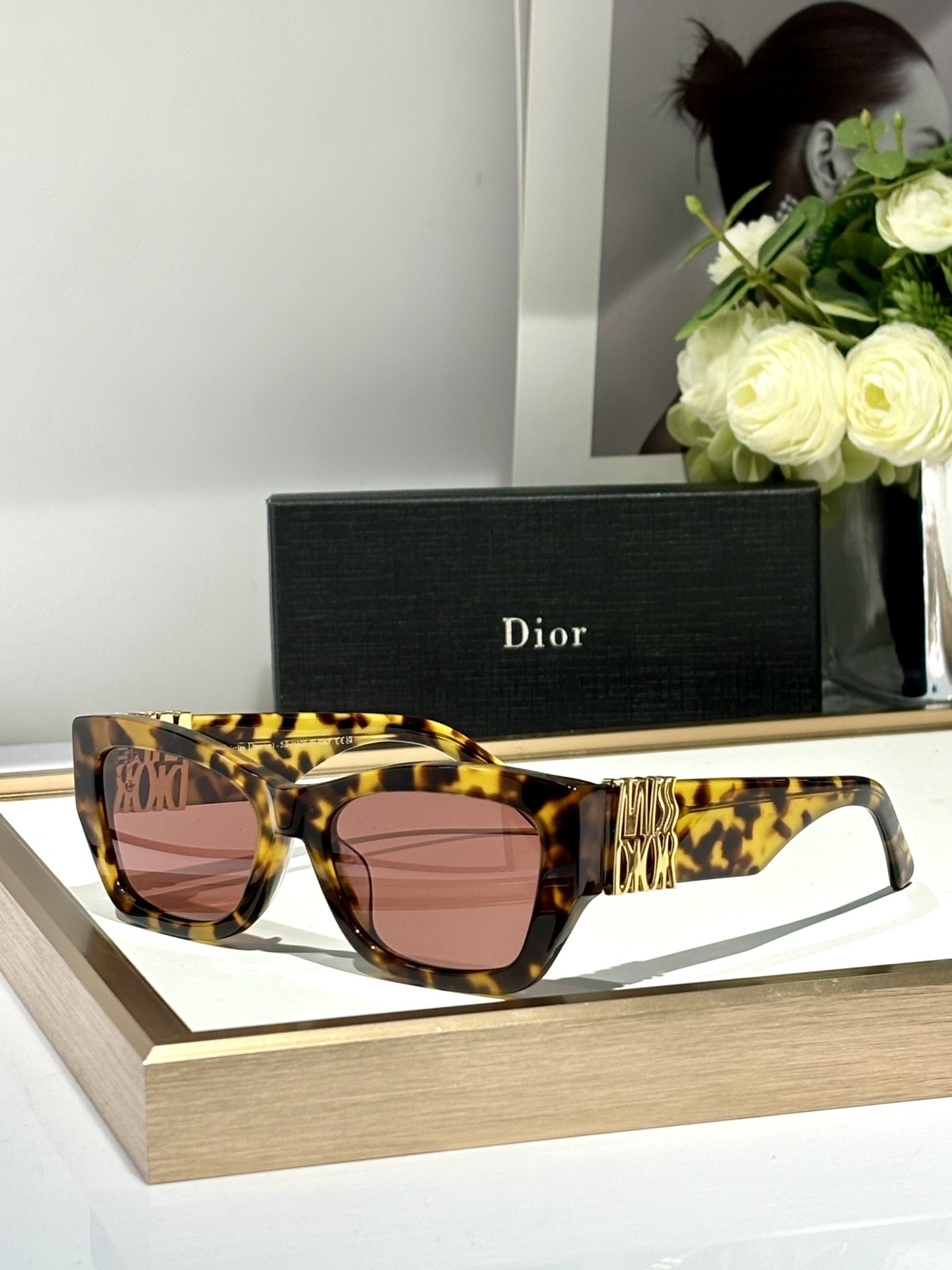 gold Dior Brown Tortoise Cat-Eye Sunglasses – Dior Brown Tortoise