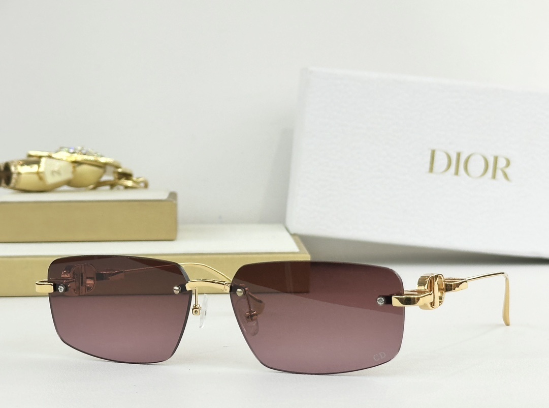 Dior Rimless Sunglasses with Gold CD Logo Luxury Eyewear