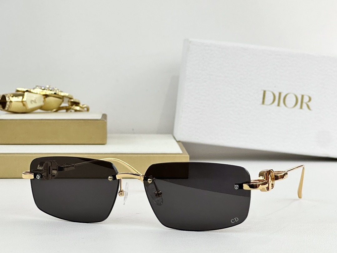 Dior Rimless Sunglasses with Gold CD Logo Luxury Eyewear
