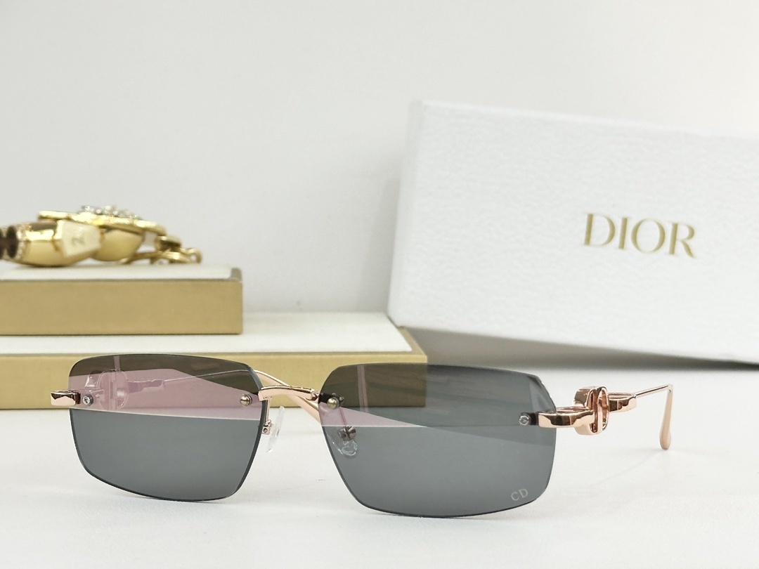 Dior Rimless Sunglasses with Gold CD Logo Luxury Eyewear
