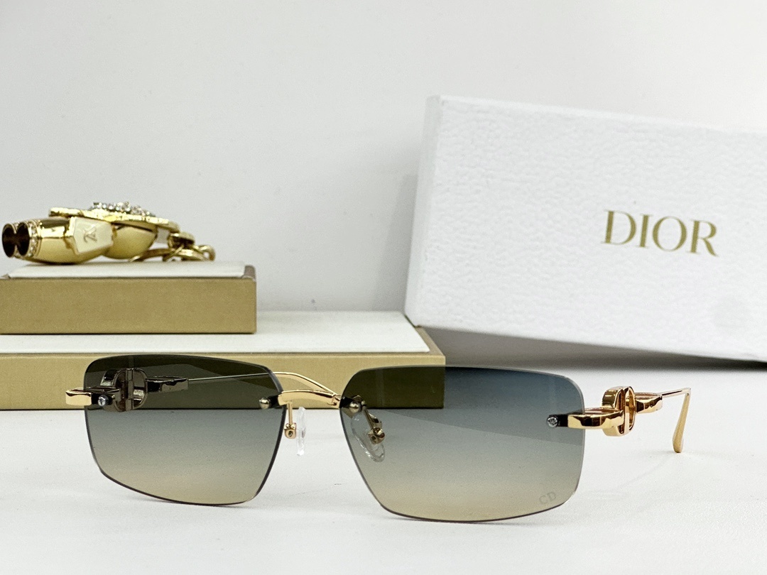 Dior Rimless Sunglasses with Gold CD Logo Luxury Eyewear