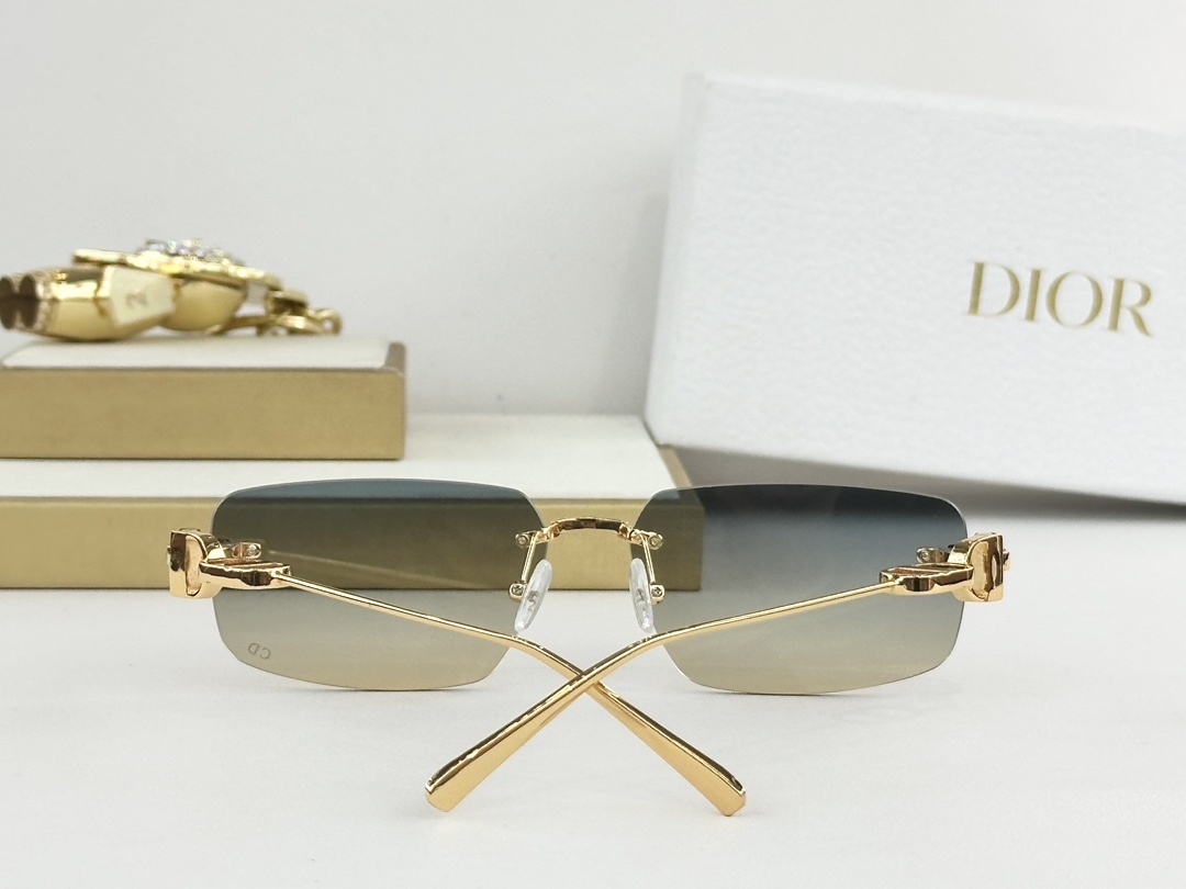 Dior Rimless Sunglasses with Gold CD Logo Luxury Eyewear