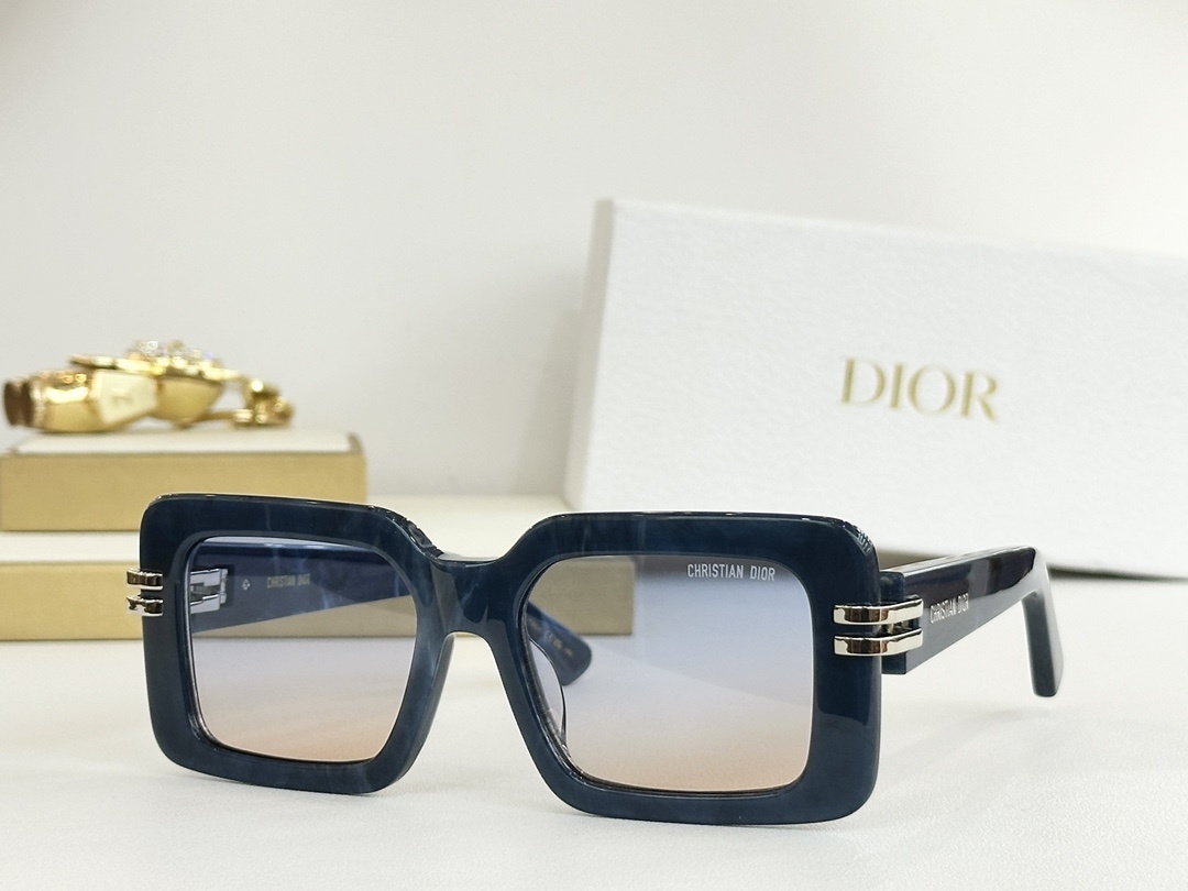Christian Dior Square Oversized Sunglasses with Gold Accents