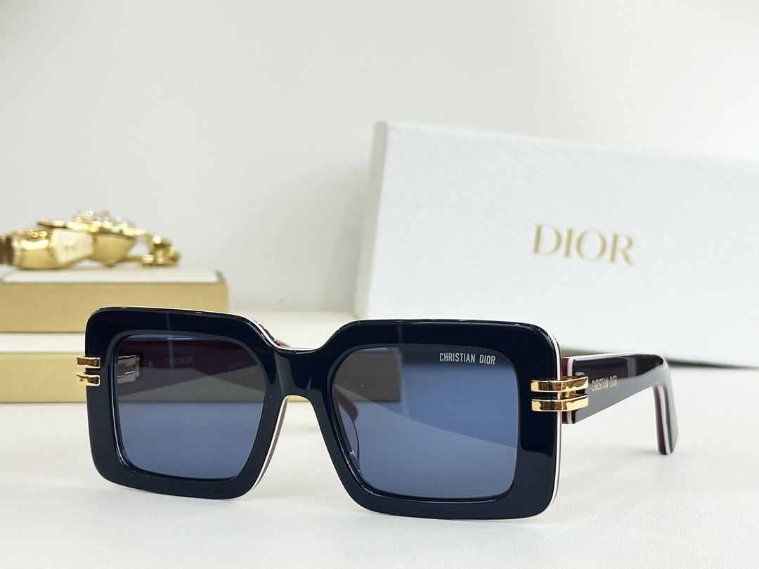 Christian Dior Square Oversized Sunglasses with Gold Accents