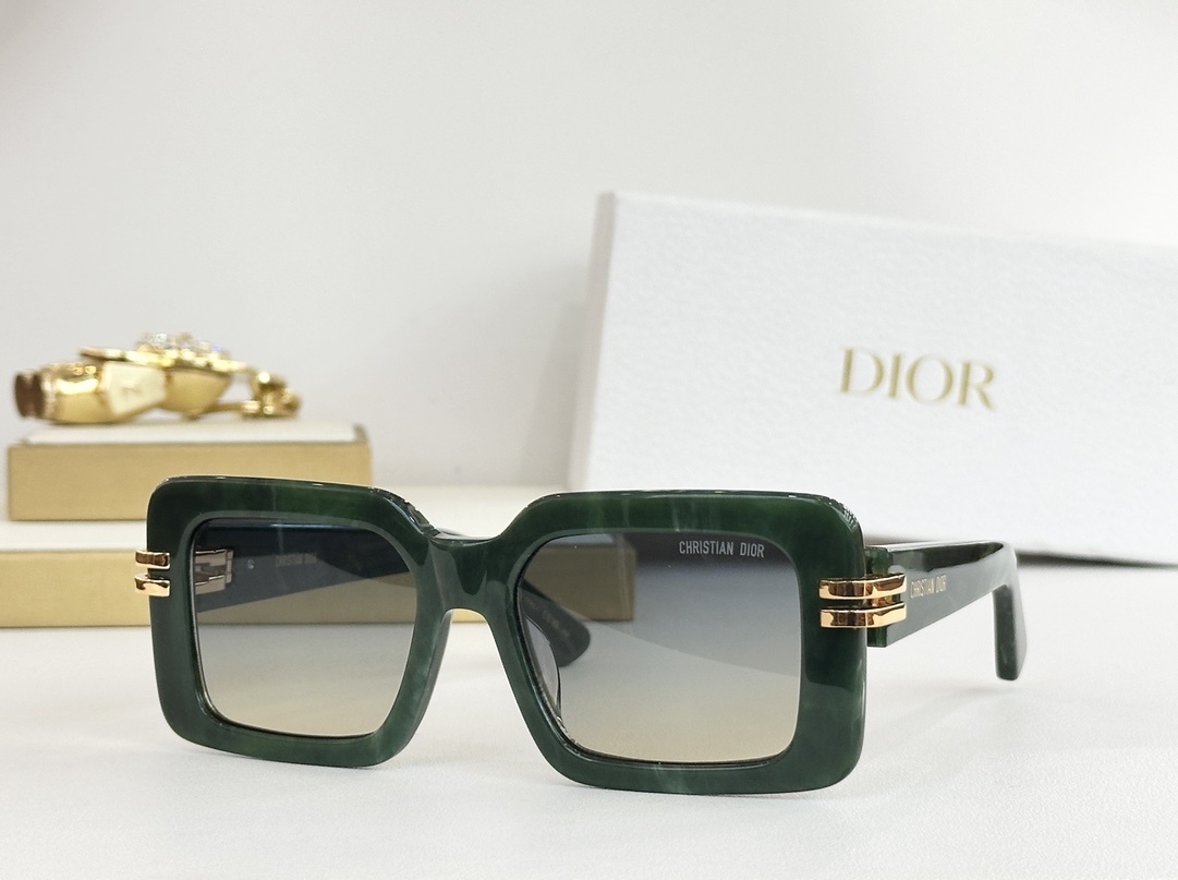 Christian Dior Square Oversized Sunglasses with Gold Accents