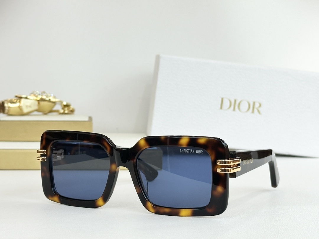 Christian Dior Square Oversized Sunglasses with Gold Accents