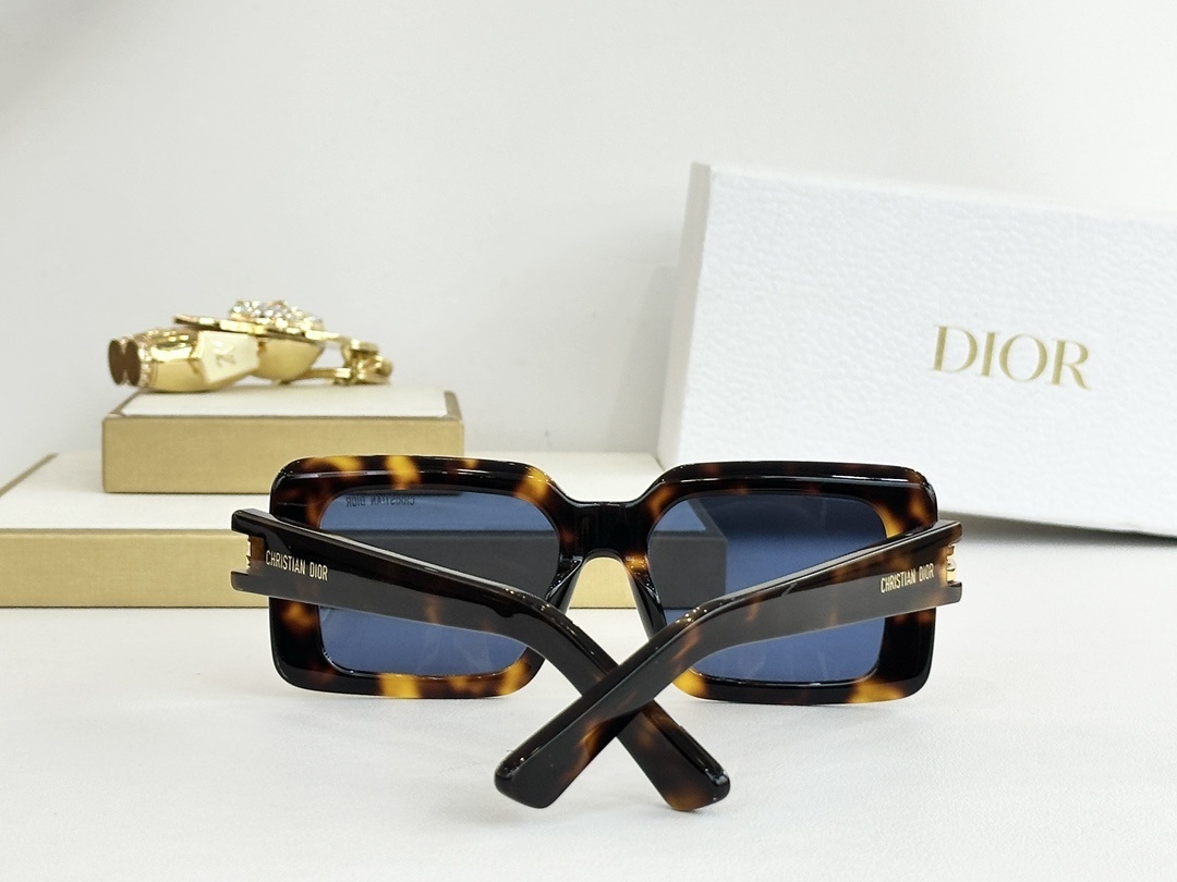 Christian Dior Square Oversized Sunglasses with Gold Accents