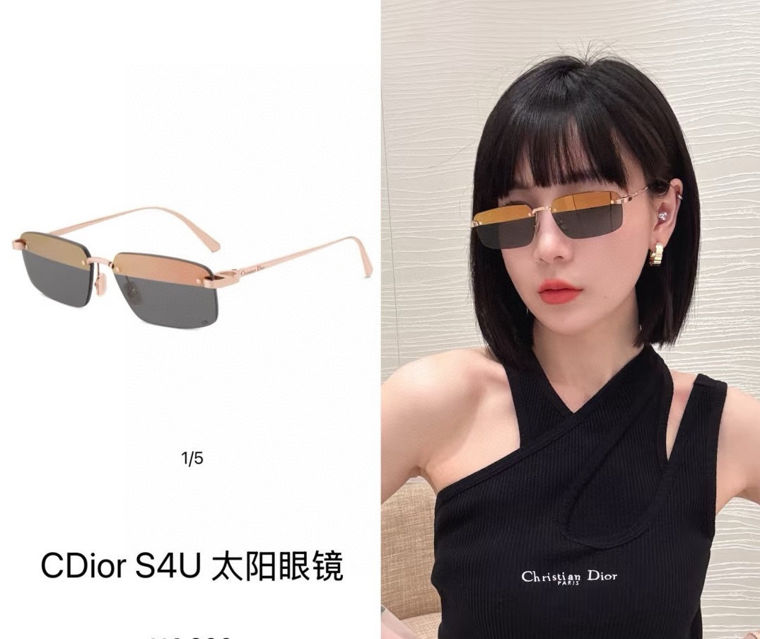 Dior Gold-Frame S4U Sunglasses – Dior Gold-Frame S4U Rectangular