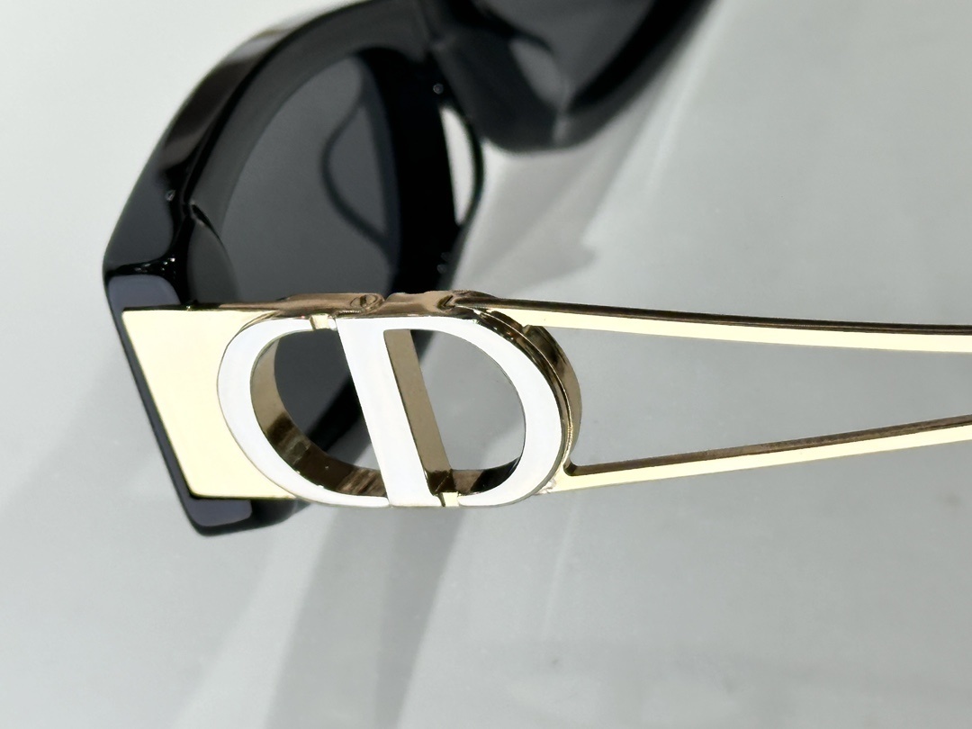 Dior Black Rectangular Sunglasses with CD Signature Hinge